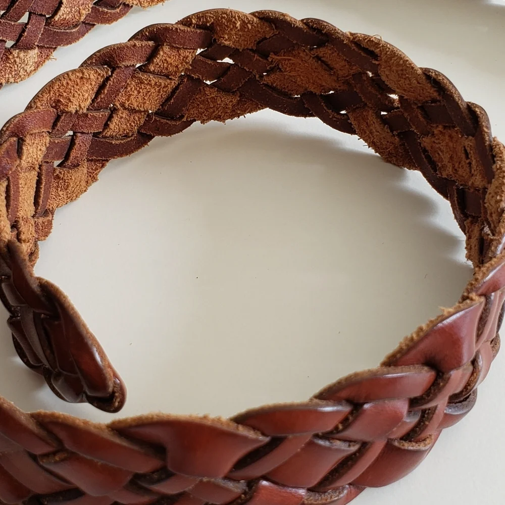 Brown Braided Leather Women's Belt